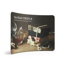 Load image into Gallery viewer, Evolve Curved Fabric Pop Up - 3m - the soap people artwork