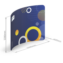 Load image into Gallery viewer, Evolve Curved Fabric Pop Up - 3m - Frame & Graphics Only - with dimensions