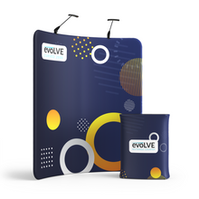 Load image into Gallery viewer, Evolve Curved Fabric Pop Up - 2m - with lights and standard counter