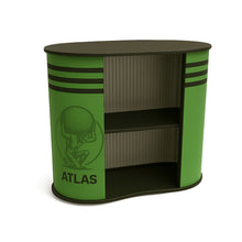 Load image into Gallery viewer, Atlas Curved Promotional Exhibition Counter with Graphic Wrap - Rear Detail