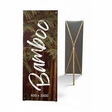 Load image into Gallery viewer, Bamboo X Frame Banner Stand - Front and Back