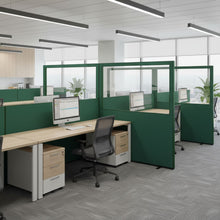 Load image into Gallery viewer, Glazed Office Screen -1200mm by 1500mm - Bottle Green Office example
