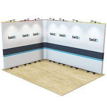 Load image into Gallery viewer, Twist2 Modular Display Stands - L Shape - 4m x 3m with End Caps