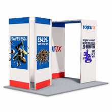 Load image into Gallery viewer,
QwikFRAME - Modular Exhibition Display - 3x2 Backwall with Arch and Storage