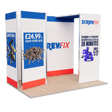 Load image into Gallery viewer, Qwikframe-ModularExhibitionDisplay-3x2BackwallwithArchandStorage-OnFloor