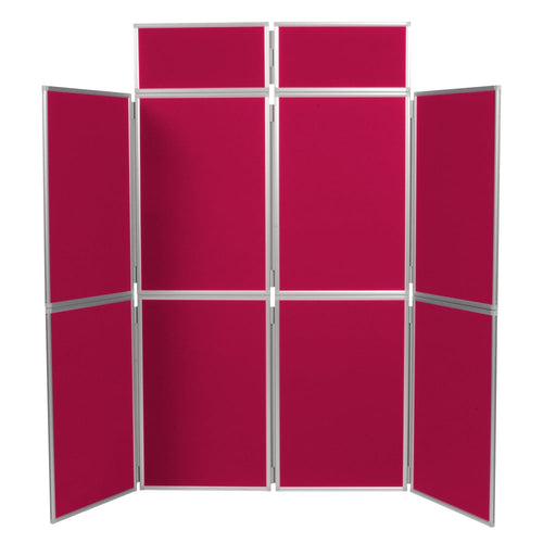 DisplayPro Aluminium - 8 Panel Freestanding Display - Wine Red Fabric