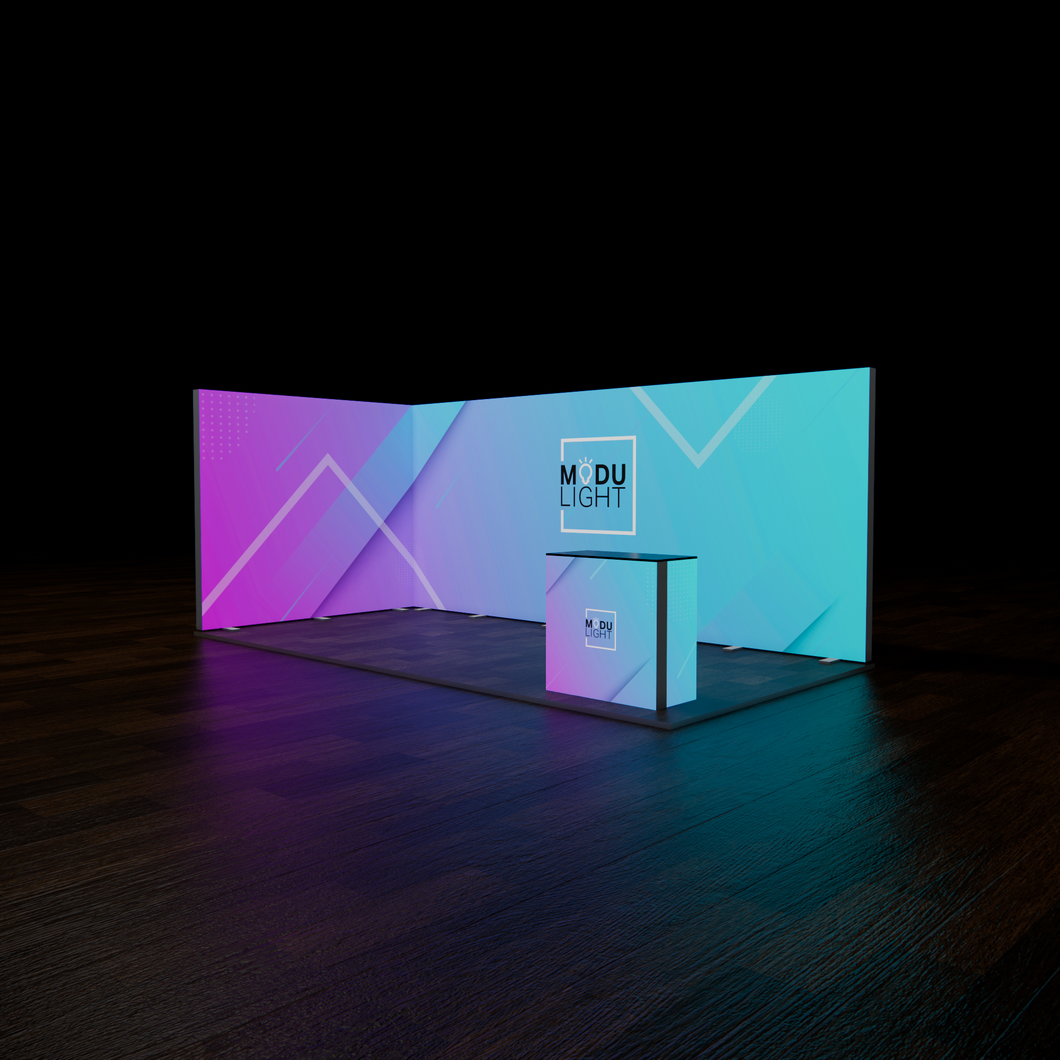 ModuLIGHT LED Backlit Exhibition Stand | L-Shape 6m x 3m – Display Wizard