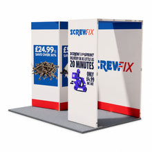 Load image into Gallery viewer,  QwikFRAME - Modular Exhibition Display - 3x2 Backwall with Arch and Storage - Side On View

