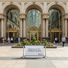 Load image into Gallery viewer, Rollersign Queue Barrier trafford entrance
